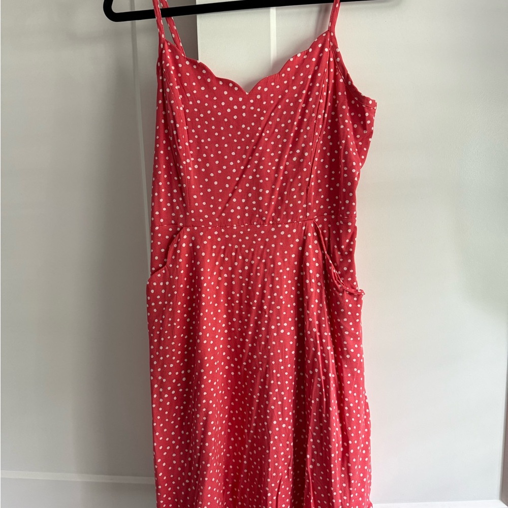 41 Hawthorn Red and White Polka Dot Dress